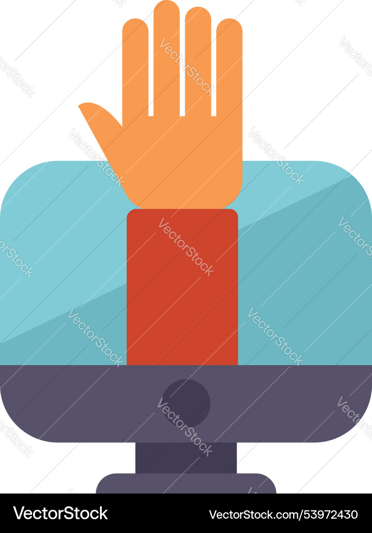 Hand reaching out from computer screen asking Hand reaching out from computer screen asking vector image