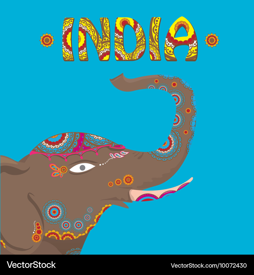 Indian elephant with color pattern Vector Image