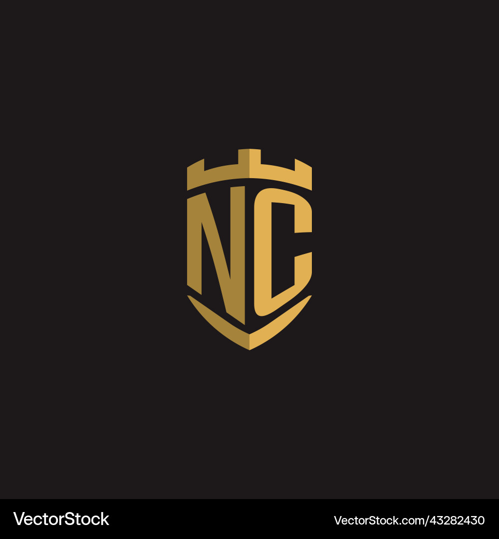 Initials nc logo monogram with shield style design Initials nc logo monogram with shield style design Vector Image