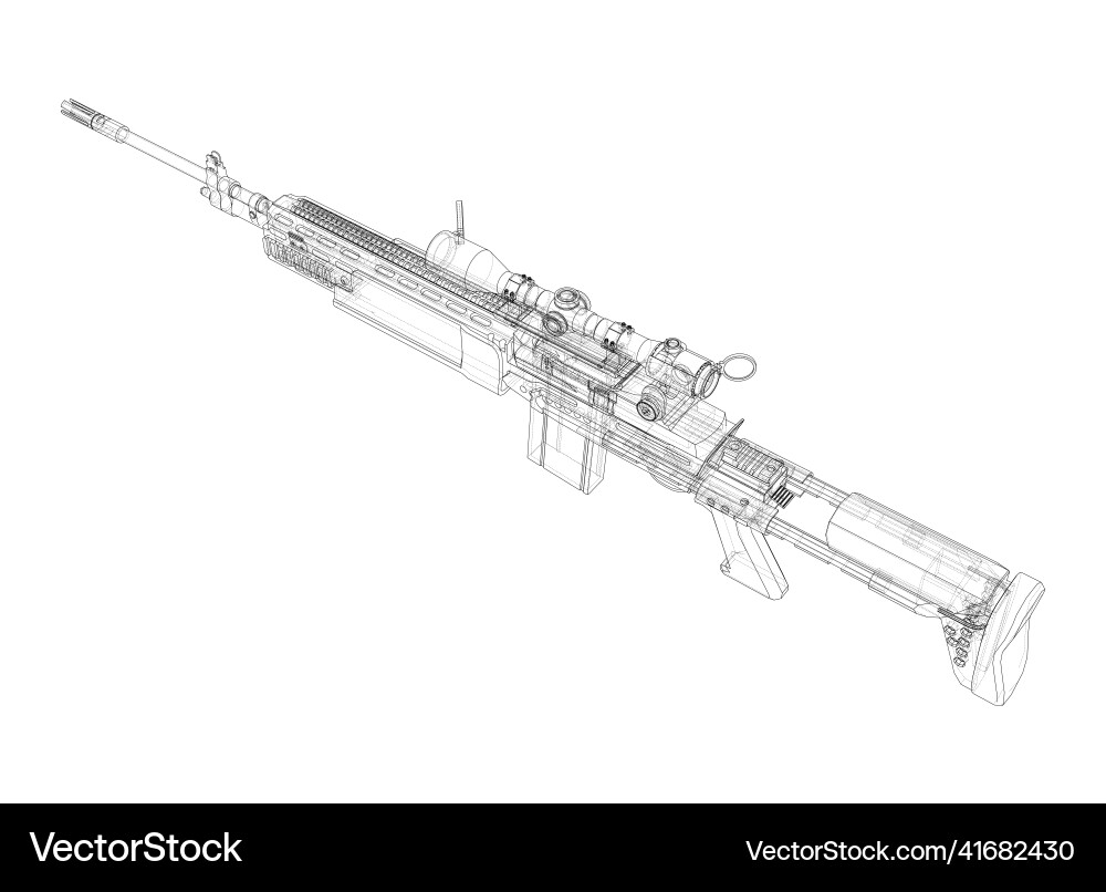 Machine gun rendering of 3d vector image