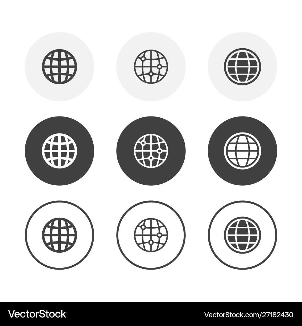 Set 3 simple design globe icons rounded Vector Image