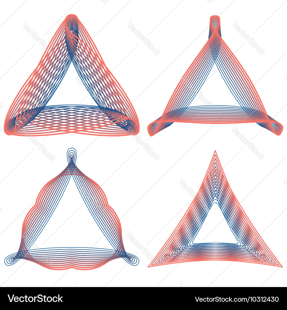 Set of guilloche triangular elements for design Vector Image