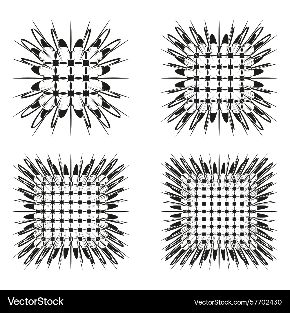Spiked square patterns distorted grid forms Spiked square patterns distorted grid forms vector image