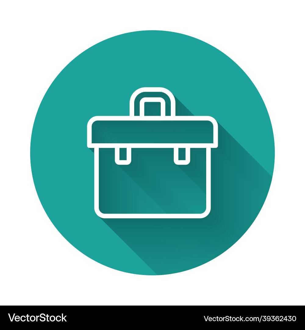 White line briefcase icon isolated with long Vector Image