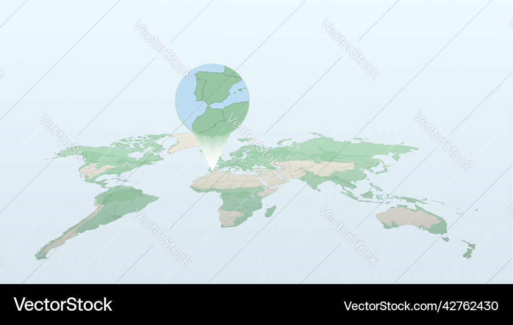 World map in perspective showing the location vector image