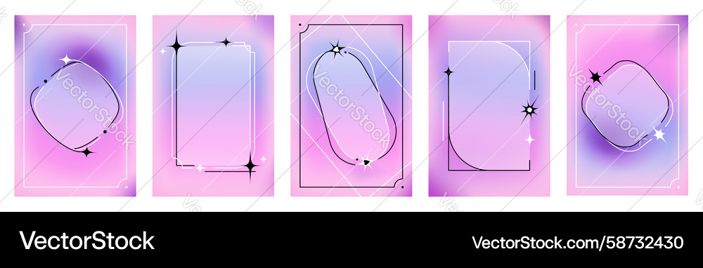 Y2k style border frame set with gradient bg Y2k style border frame set with gradient bg Vector Image