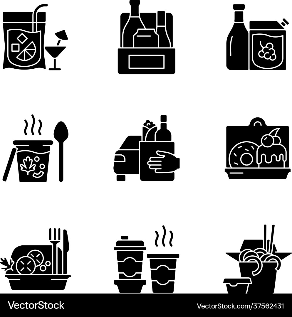 Abhol- und Lieferoption schwarze Glyph-Symbole Set Abhol- und Lieferoption schwarze Glyph-Symbole Set vektorbild