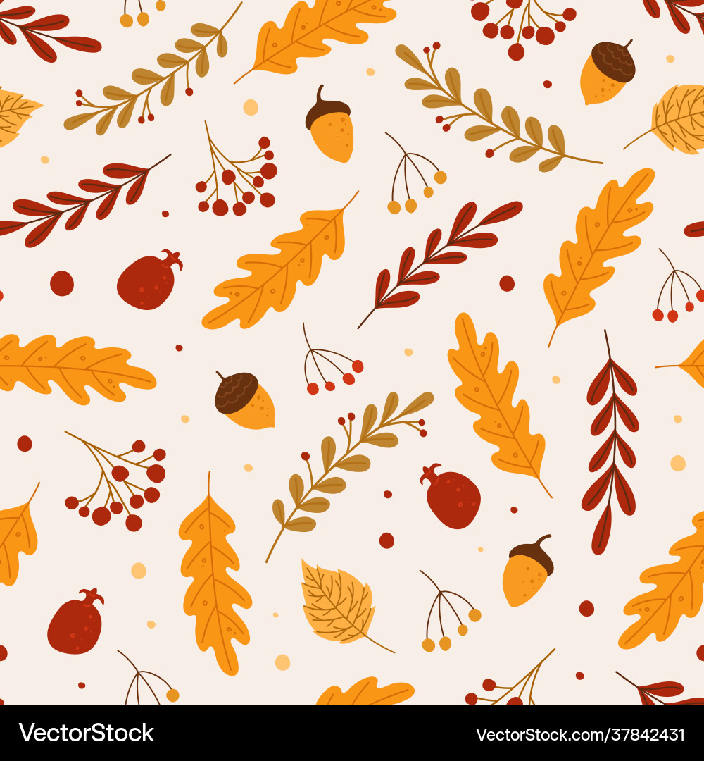 Autumn seamless pattern red or yellow dry fallen Autumn seamless pattern red or yellow dry fallen vector image