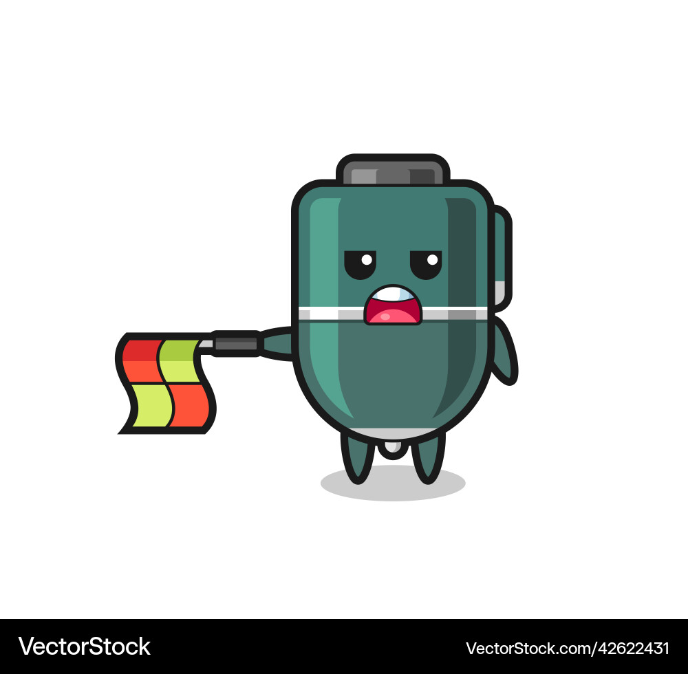 Ballpoint character as line judge hold the flag vector image