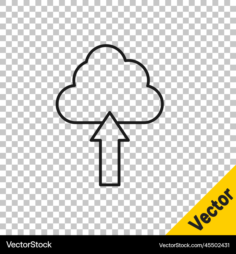 Black line cloud upload icon isolated vector image