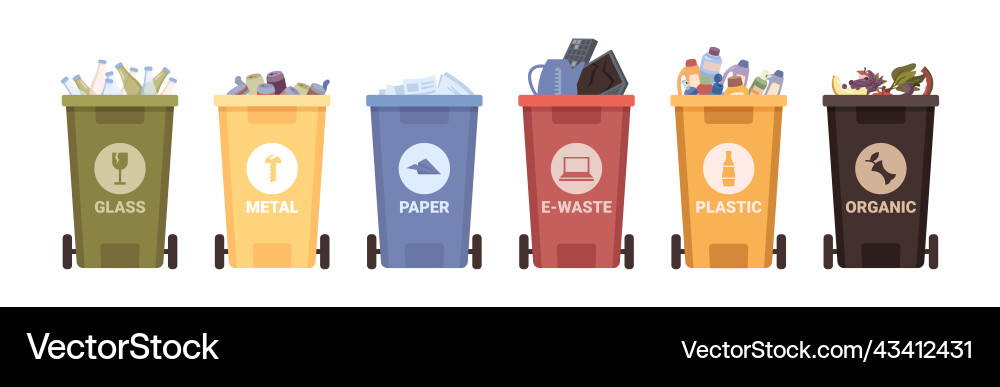 Containers for garbage separation sorting Containers for garbage separation sorting Vector Image