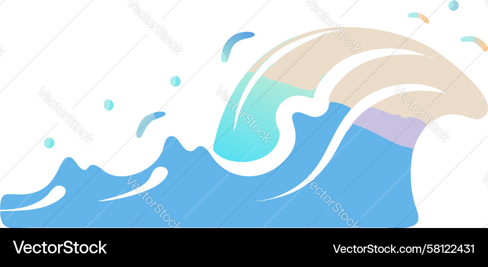 Dynamic Ocean Wave with Foam Vector Image