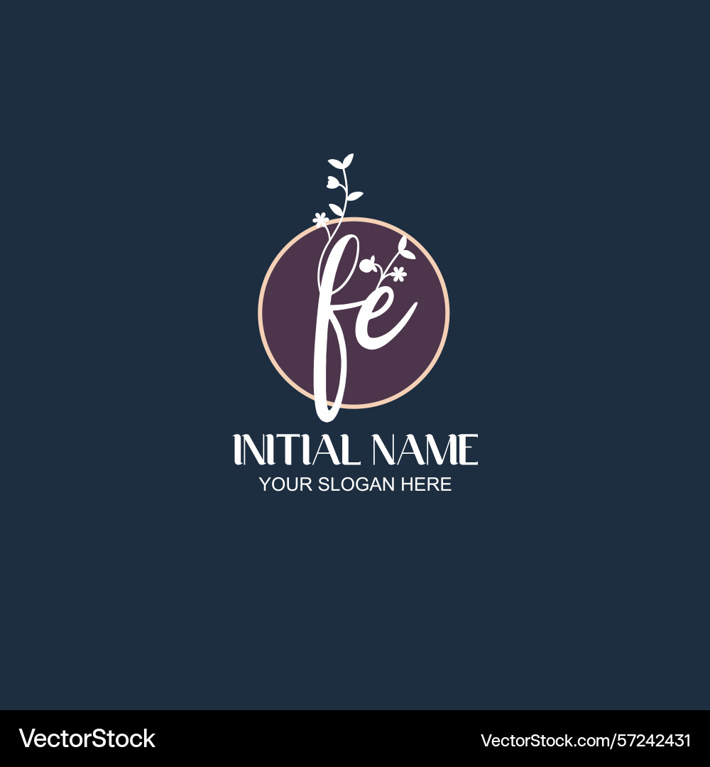 Elegant fe initial logo design with botanical Vector Image