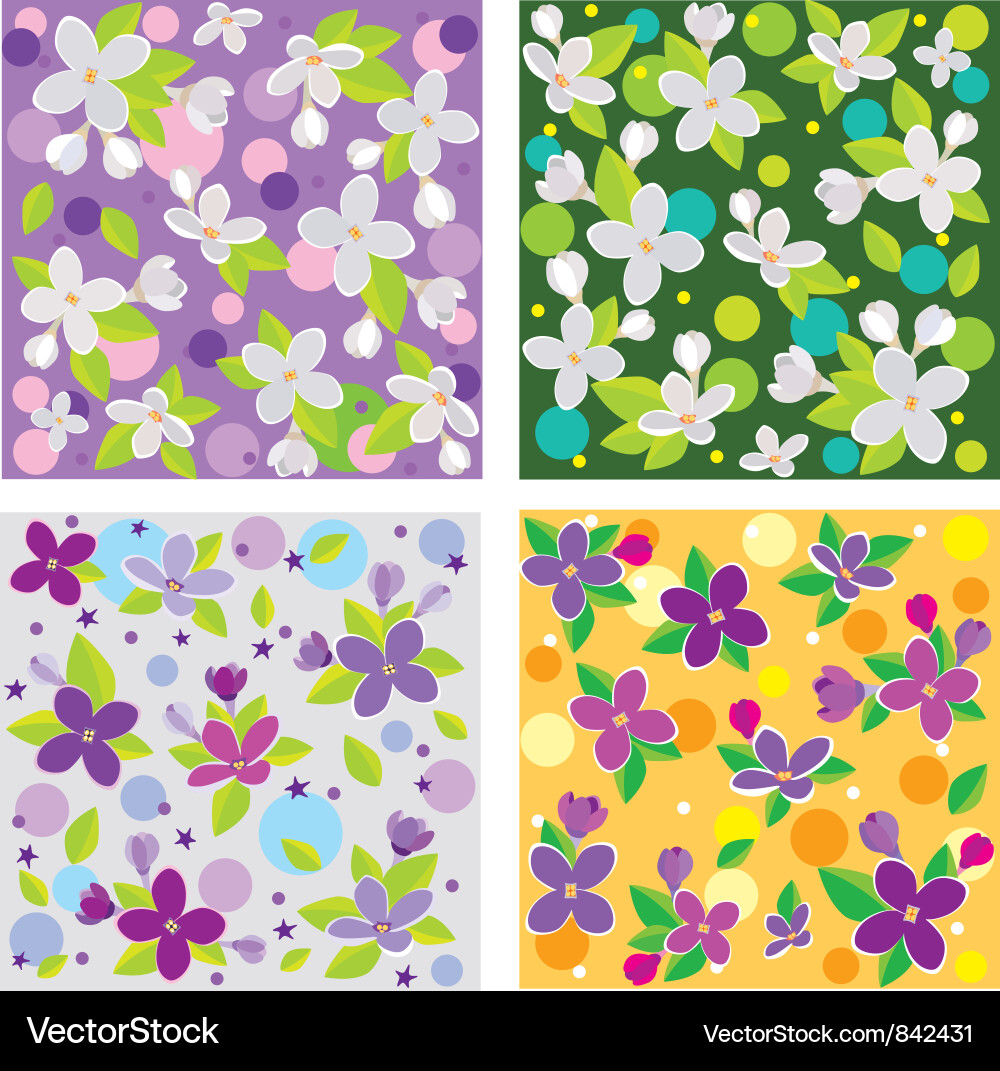 Floral Lilac Pattern Set Vector Image