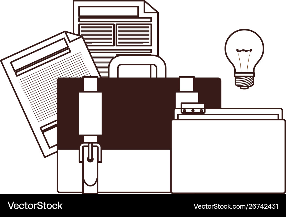 Folder with office objects on white background vector image