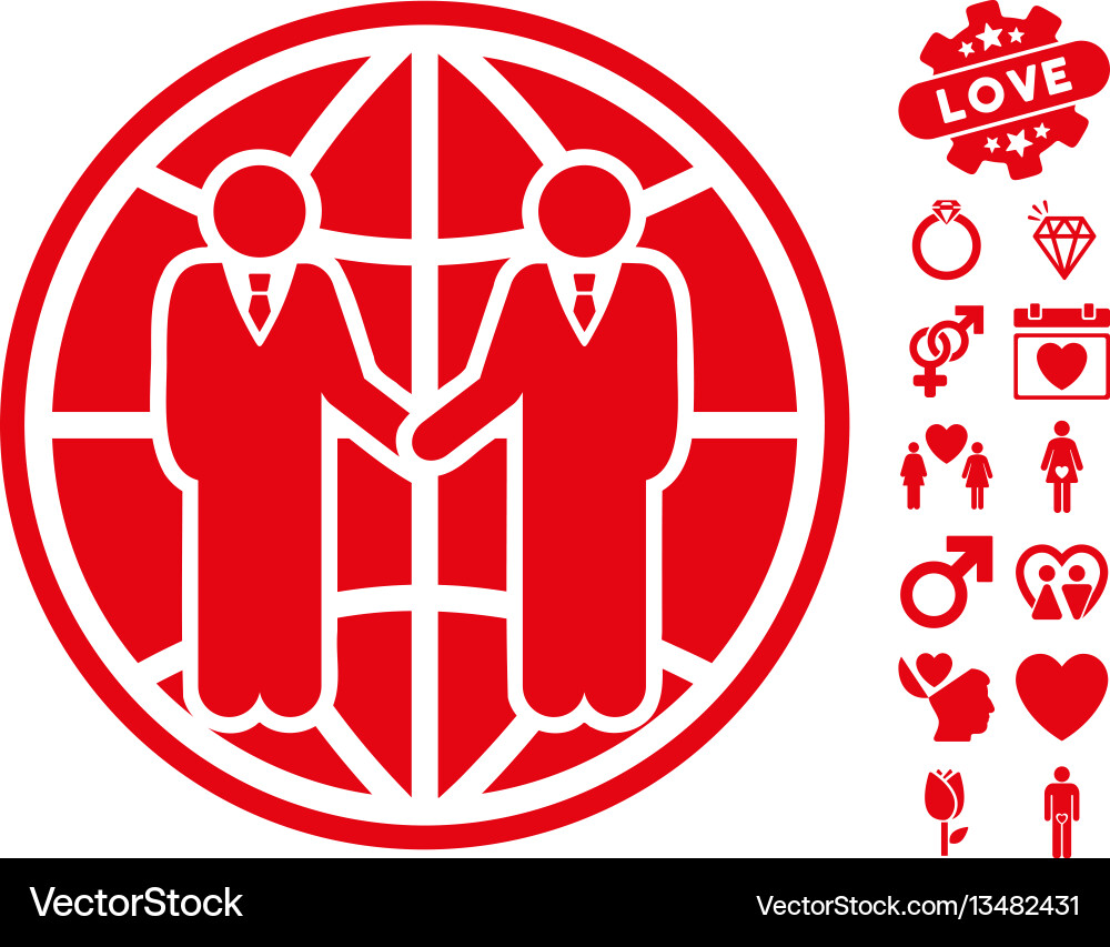 Global partnership icon with love bonus Vector Image