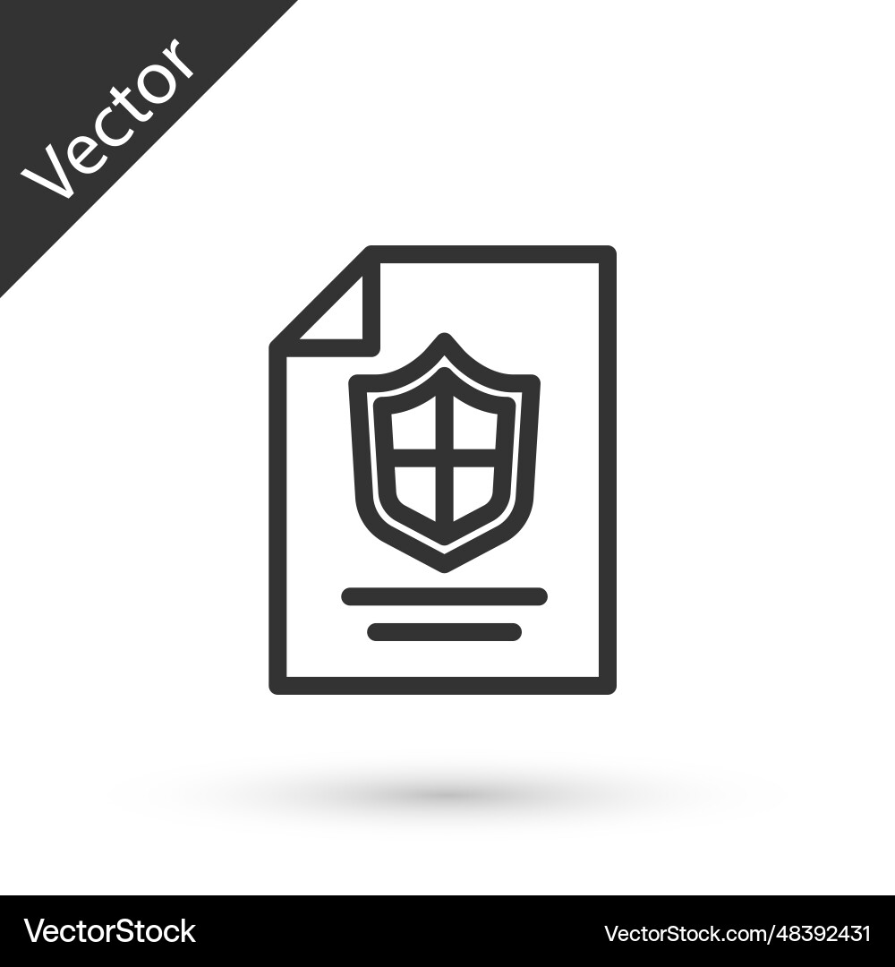 Grey line contract with shield icon isolated Grey line contract with shield icon isolated Vector Image