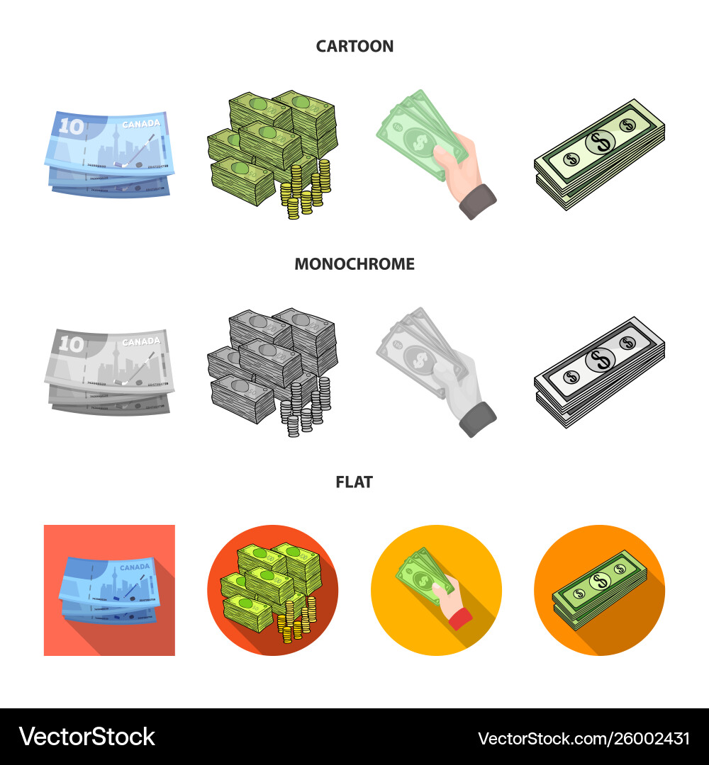 Isolated object cash and currency icon set Vector Image