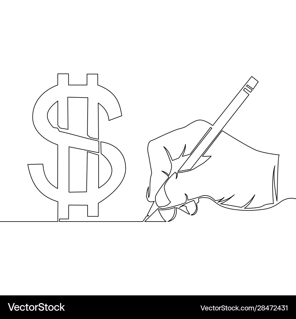 Kontinuierliches Linien-Dollar-Zeichen Vektorbild