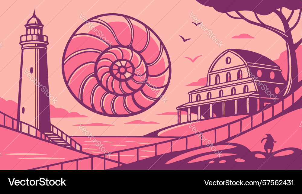 Nautilus shell by classical building Vector Image