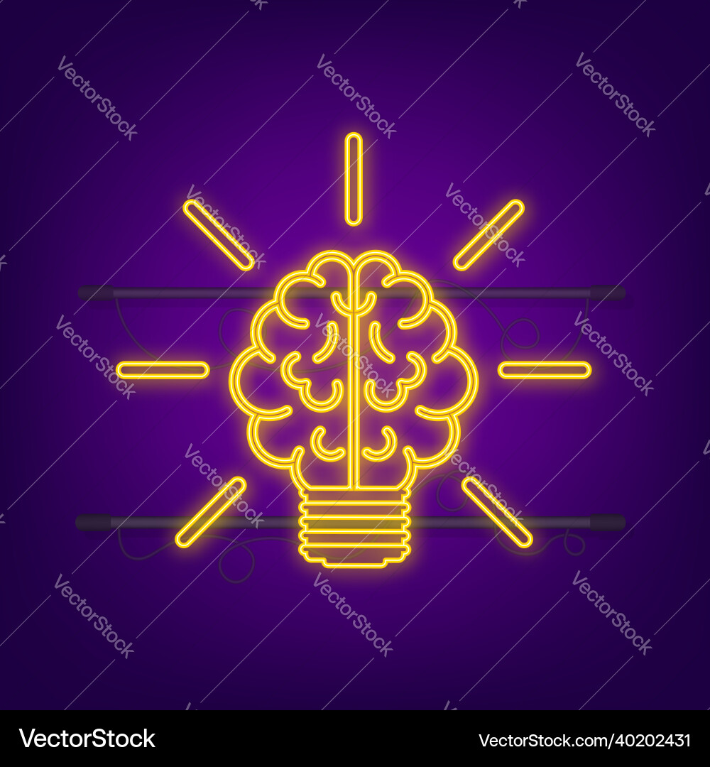 Neon idea for concept design lightbulb icon Vector Image