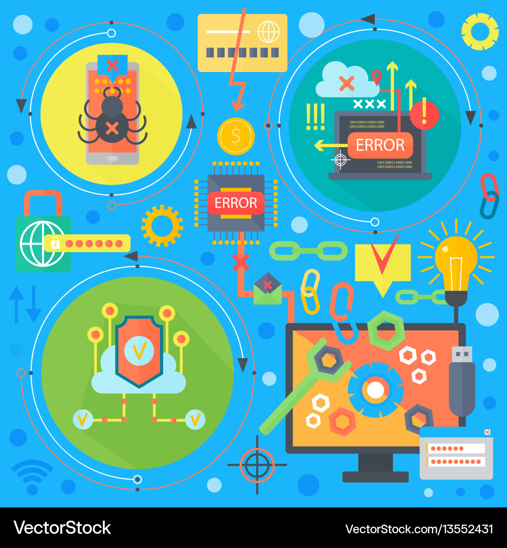 Online communication security computer virus vector image