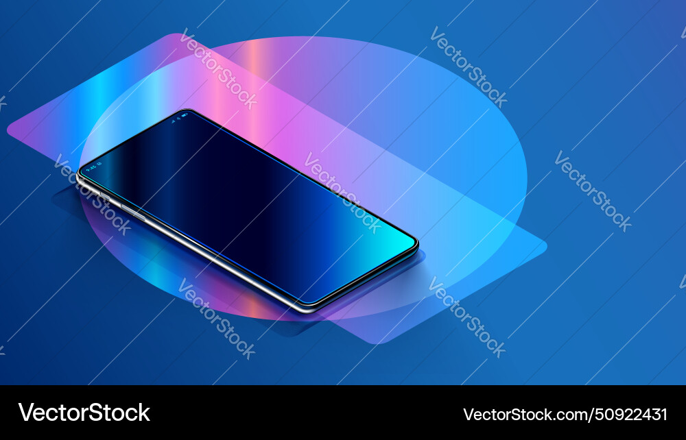 Phone with empty screen is on the table Vector Image