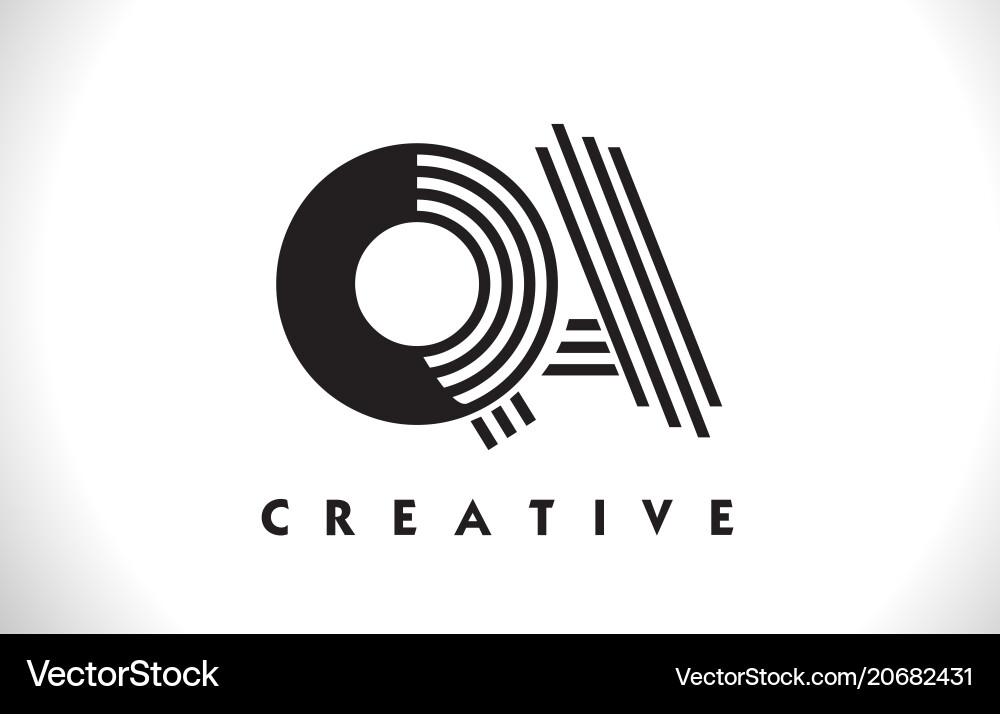 Qa logo letter with black lines design line Vector Image