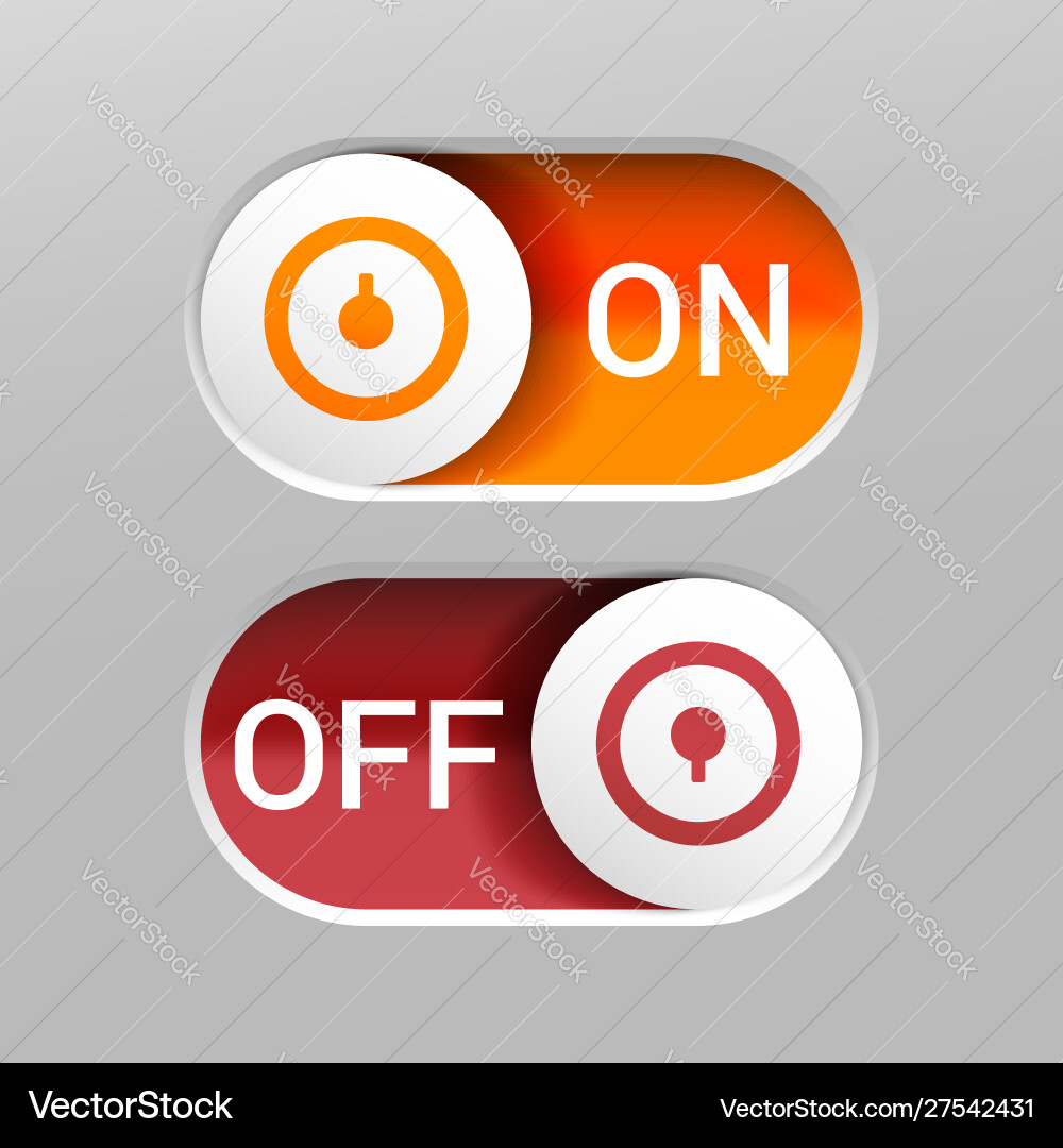 Realistic on and off switch buttons Realistic on and off switch buttons vector image