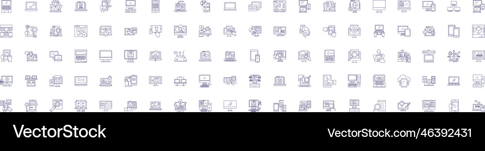 Server computing line icons signs set design vector image