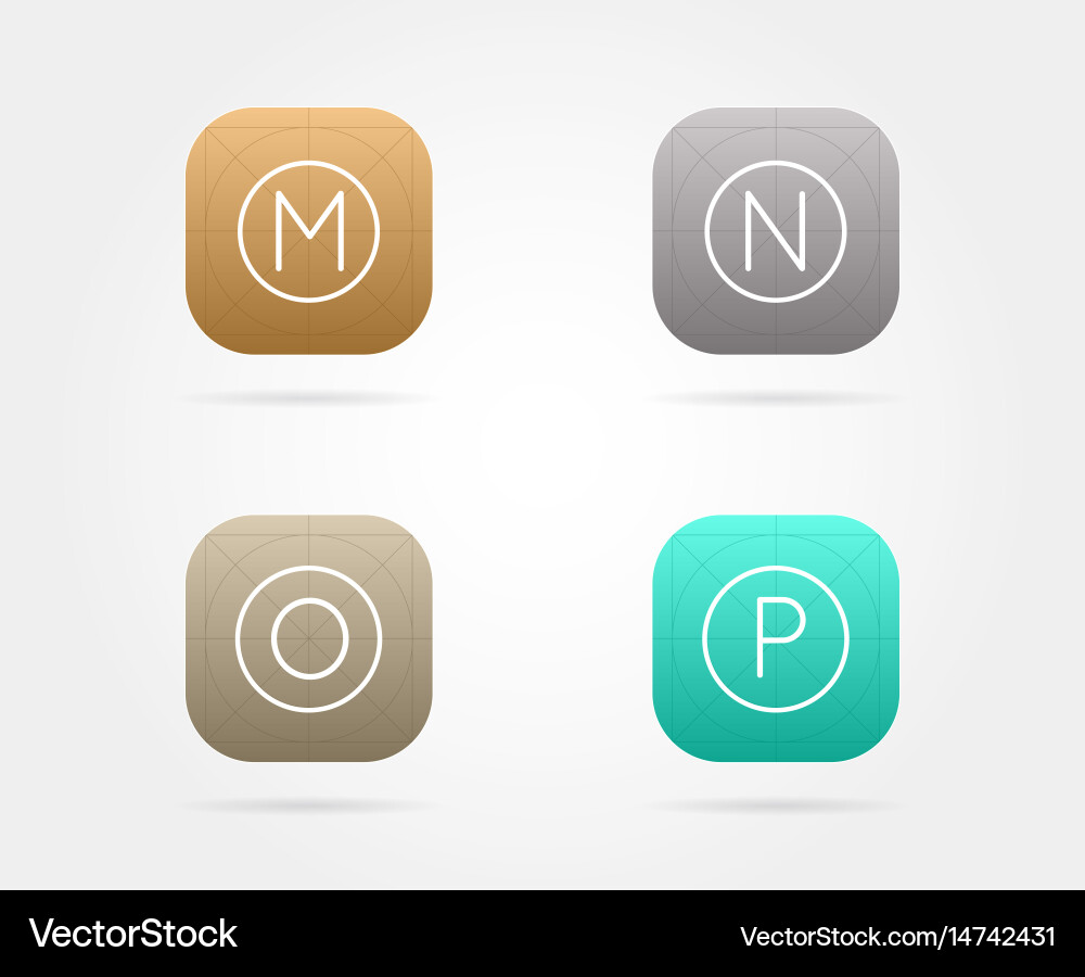 Set app icon template with guidelines fresh colour vector image
