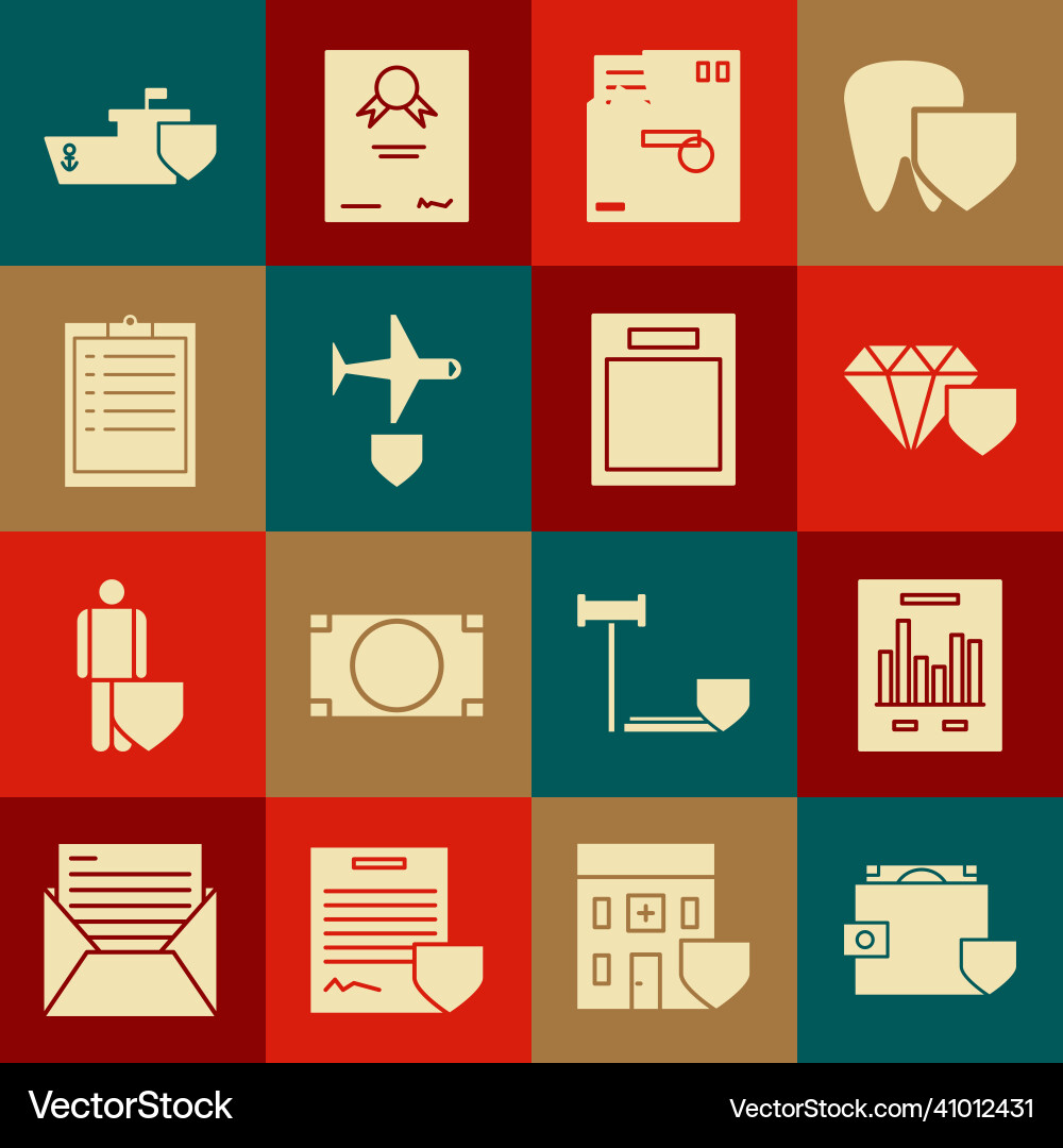 Set wallet and money with shield document graph Set wallet and money with shield document graph vector image