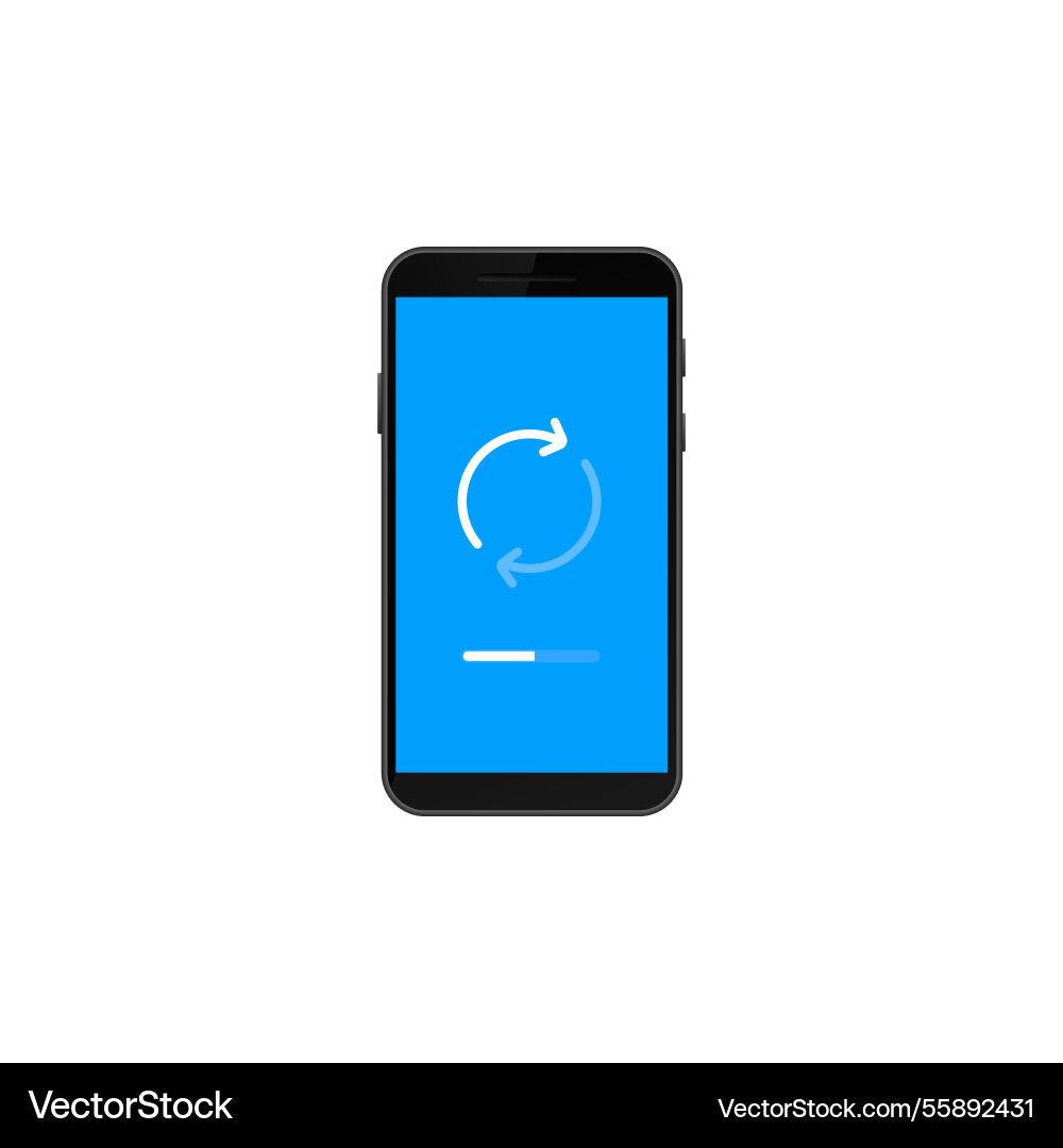 Smartphone displaying update icon with progress Smartphone displaying update icon with progress vector image