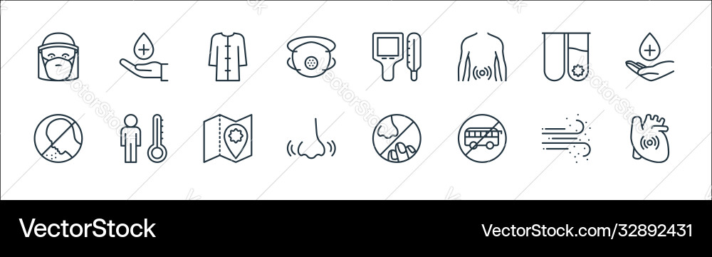 Stop virus line icons linear set quality Stop virus line icons linear set quality vector image