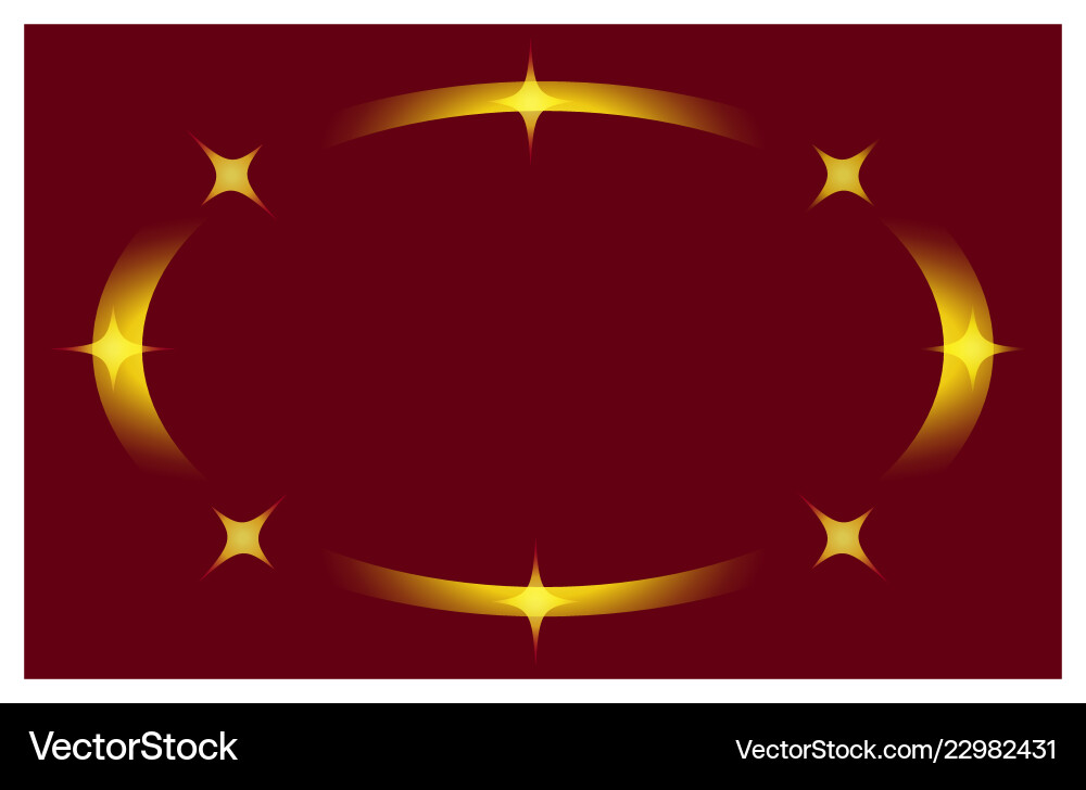 Stylish ellipse frame with stars isolated on red Vector Image