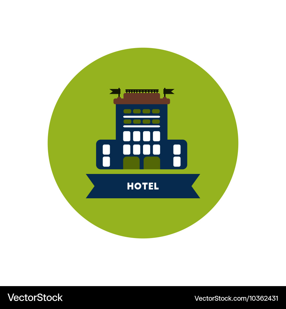 Stylish icon in color circle building hotel vector image
