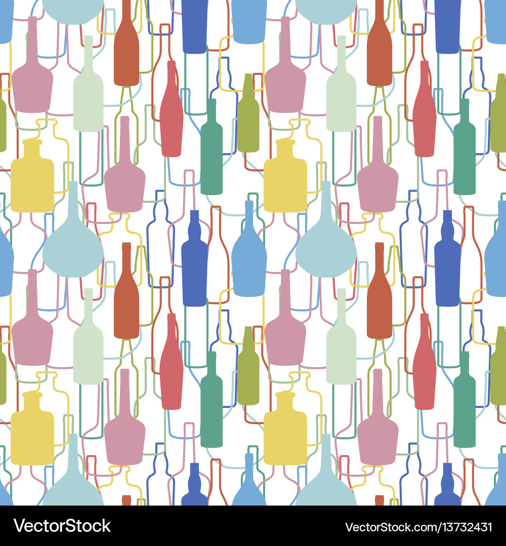 Wine Bottle Pattern Vector Image
