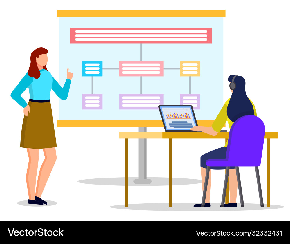 Women on appointment at office working together Women on appointment at office working together vector image