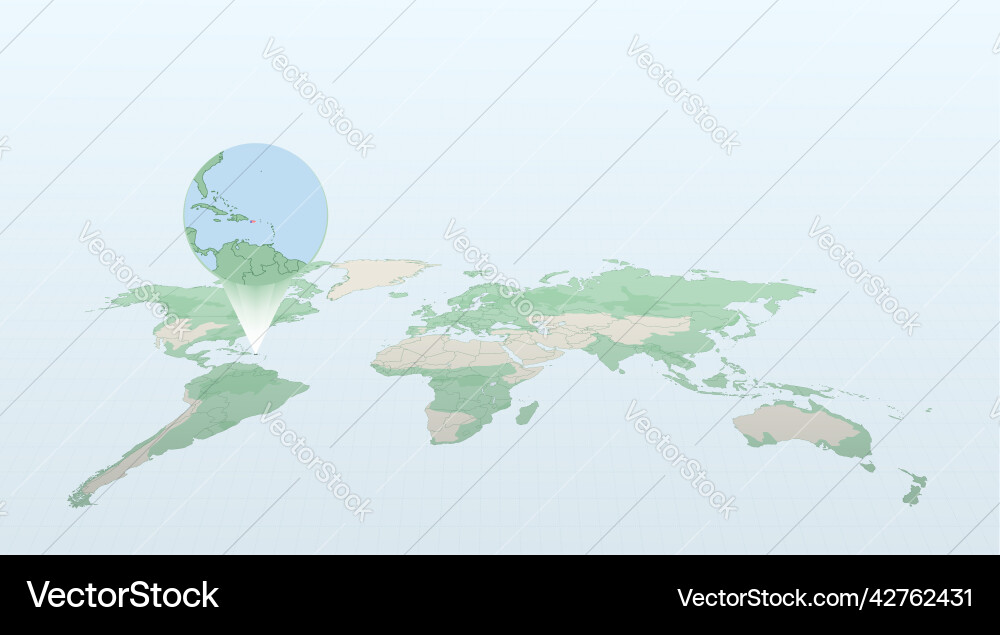 World map in perspective showing the location Vector Image