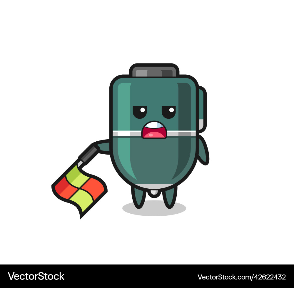 Ballpoint character as line judge hold the flag vector image