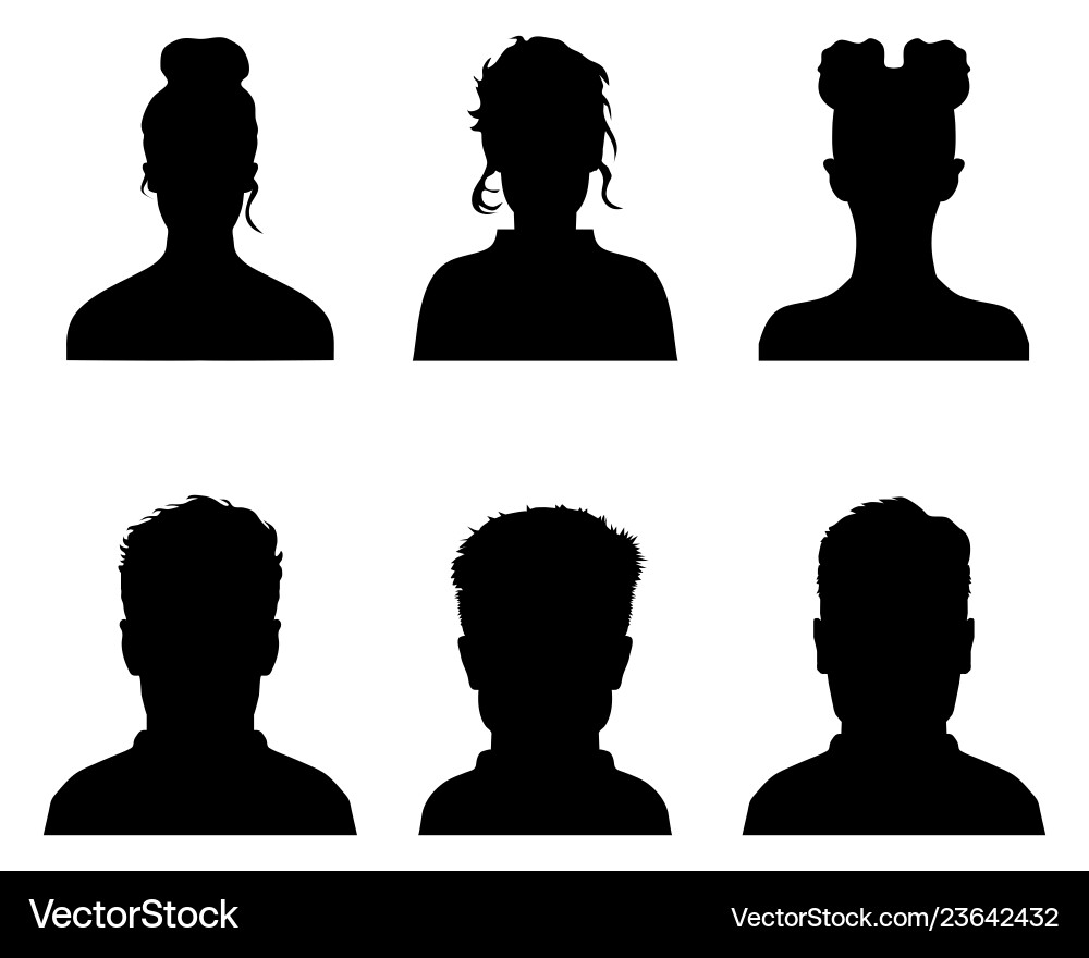 Black silhouettes of avatar profiles Black silhouettes of avatar profiles vector image
