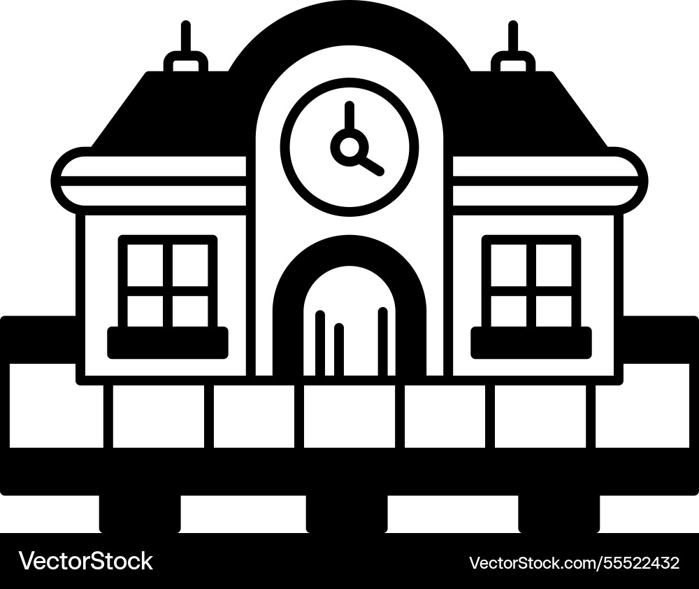Building with a door and clock on the front Building with a door and clock on the front vector image