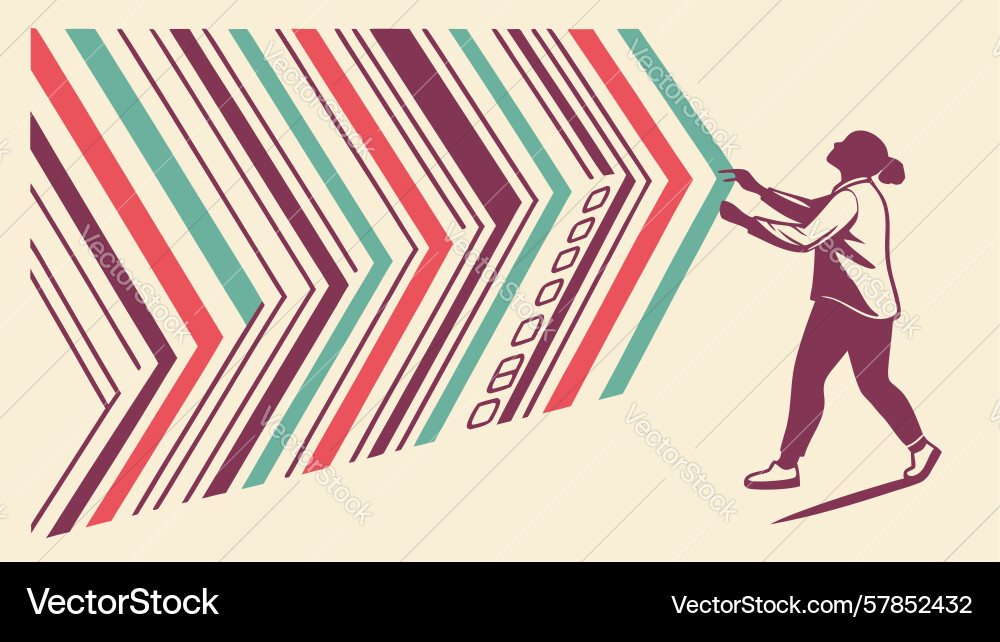 Collaborators building striped path teamwork Vector Image