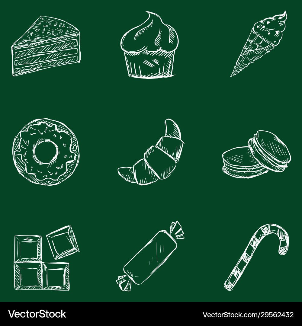 Kreide Dessert Icons einstellen Kreide Dessert Icons einstellen vektorbild