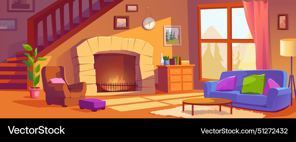 Living room with fireplace background banner Living room with fireplace background banner vector image