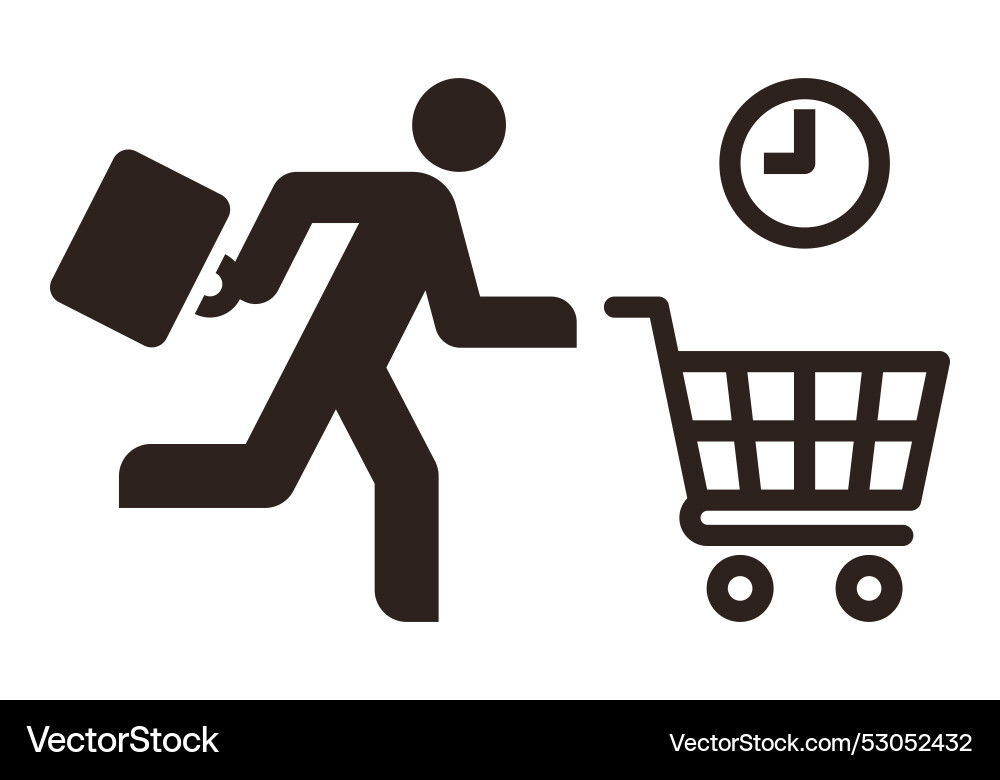 Man running with shopping trolley and suitcases Vector Image
