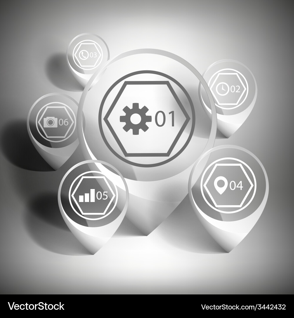 Map pointers set white icon templates Vector Image