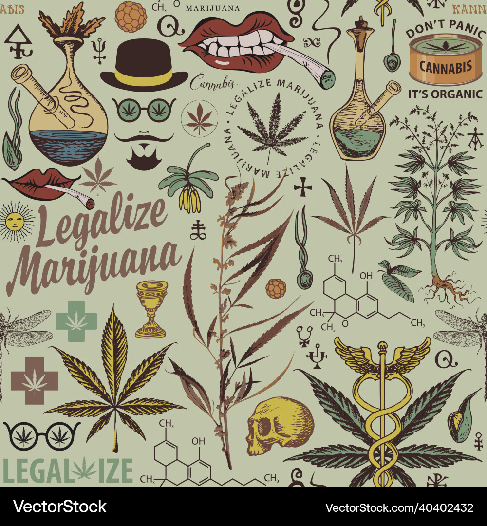 Nahtloses Muster für ein legalisieren Marihuana Nahtloses Muster für ein legalisieren Marihuana vektorbild