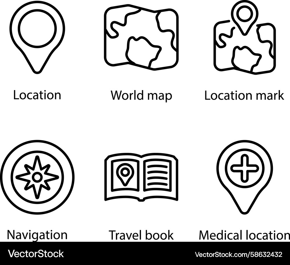 Navigation & Location Icons Vector Image