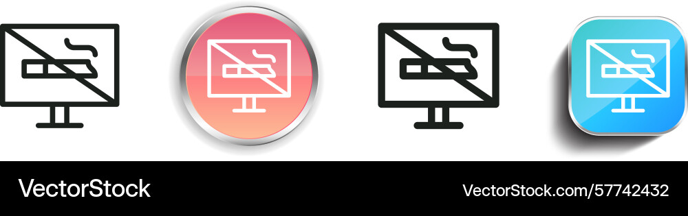 Quit smoking icon thin linear regular and button Quit smoking icon thin linear regular and button vector image